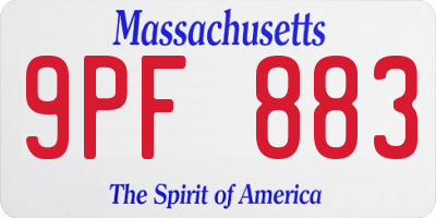 MA license plate 9PF883