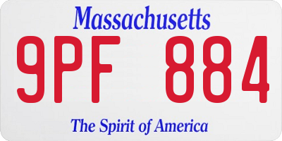 MA license plate 9PF884