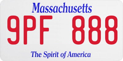 MA license plate 9PF888