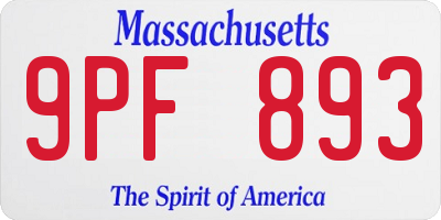 MA license plate 9PF893