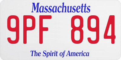 MA license plate 9PF894