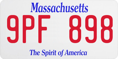 MA license plate 9PF898