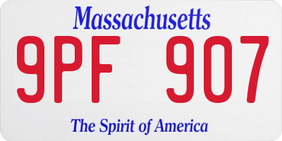 MA license plate 9PF907