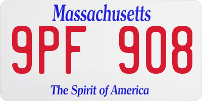 MA license plate 9PF908