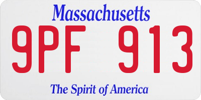 MA license plate 9PF913