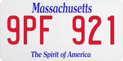 MA license plate 9PF921