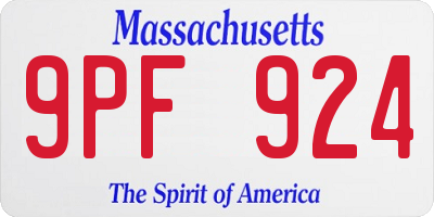 MA license plate 9PF924