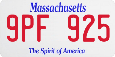 MA license plate 9PF925