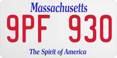 MA license plate 9PF930