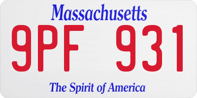 MA license plate 9PF931
