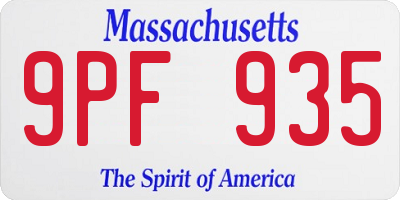 MA license plate 9PF935