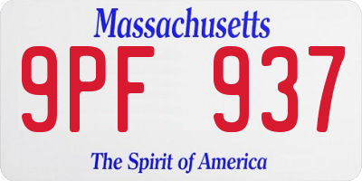MA license plate 9PF937