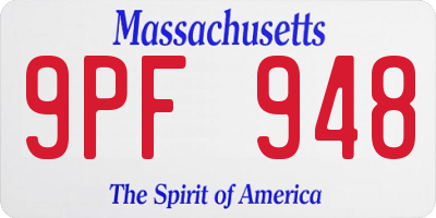 MA license plate 9PF948