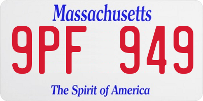 MA license plate 9PF949