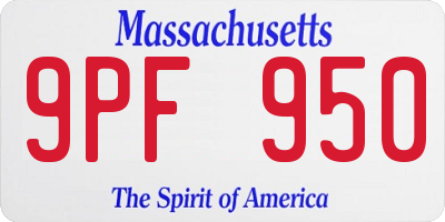 MA license plate 9PF950