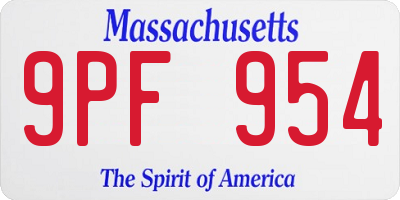 MA license plate 9PF954