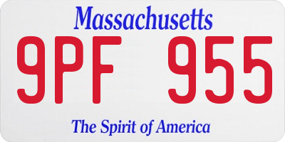 MA license plate 9PF955