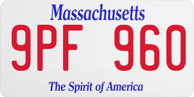 MA license plate 9PF960