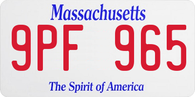 MA license plate 9PF965