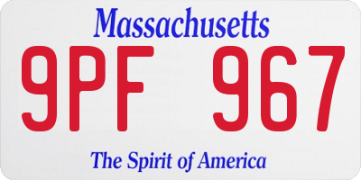 MA license plate 9PF967