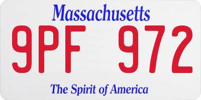 MA license plate 9PF972
