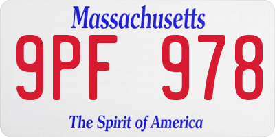 MA license plate 9PF978