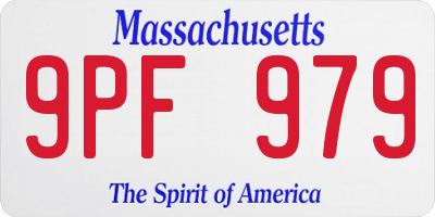 MA license plate 9PF979