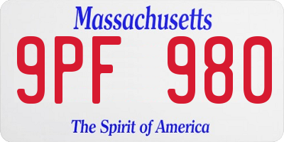 MA license plate 9PF980
