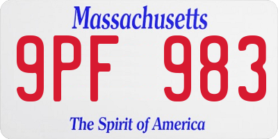 MA license plate 9PF983