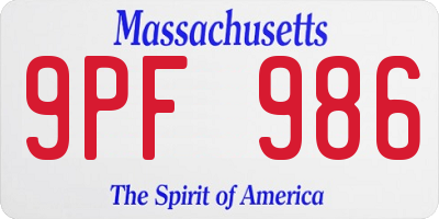 MA license plate 9PF986