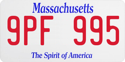 MA license plate 9PF995