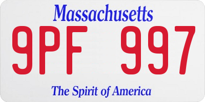 MA license plate 9PF997