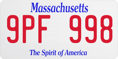MA license plate 9PF998