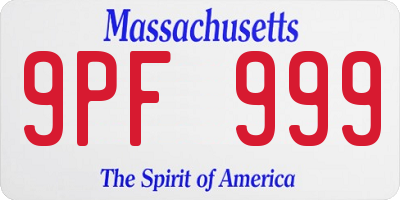 MA license plate 9PF999