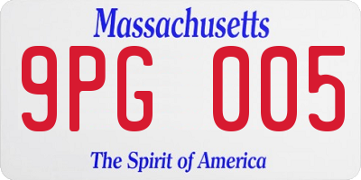 MA license plate 9PG005