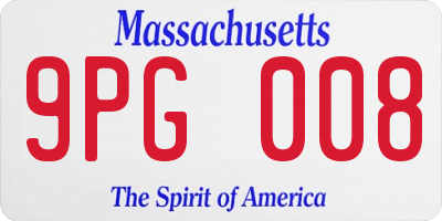 MA license plate 9PG008