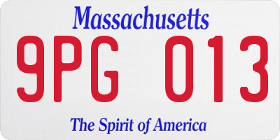MA license plate 9PG013