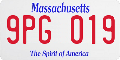 MA license plate 9PG019