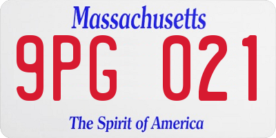 MA license plate 9PG021