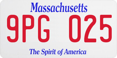 MA license plate 9PG025