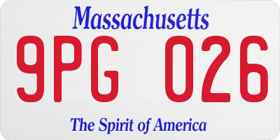 MA license plate 9PG026