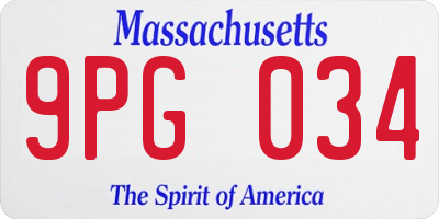 MA license plate 9PG034