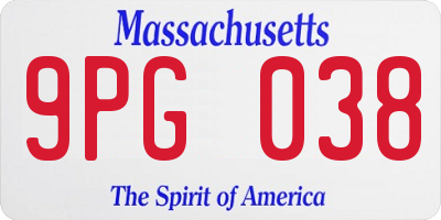 MA license plate 9PG038