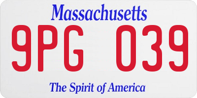 MA license plate 9PG039