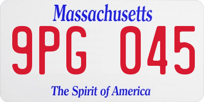 MA license plate 9PG045