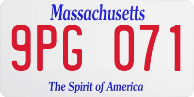 MA license plate 9PG071