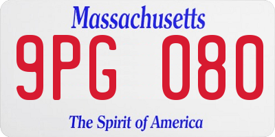 MA license plate 9PG080