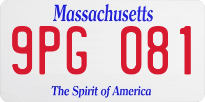 MA license plate 9PG081