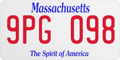 MA license plate 9PG098