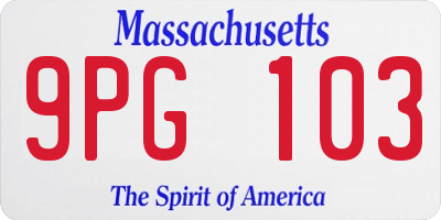 MA license plate 9PG103